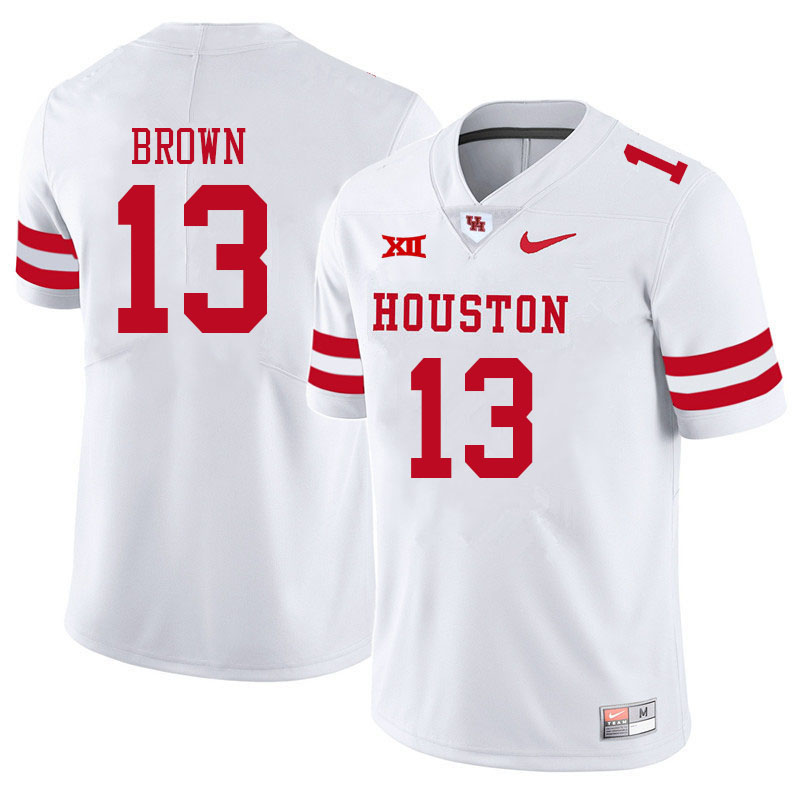Men #13 Samuel Brown Houston Cougars College Big 12 Conference Football Jerseys Sale-White